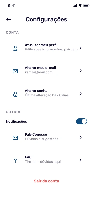 Preferências da conta