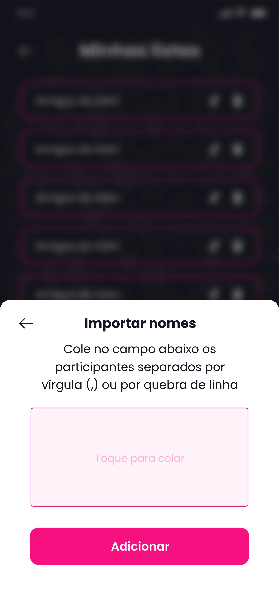 Importar nomes