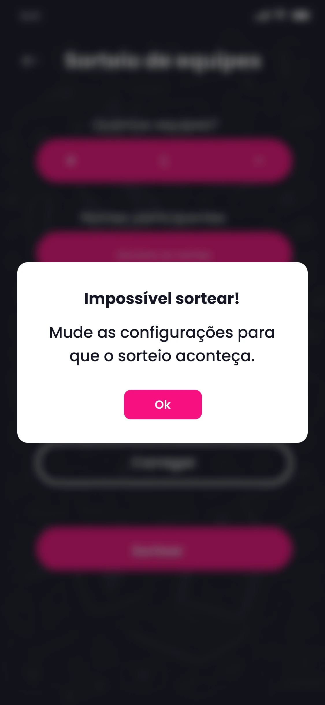 Revisão das configurações