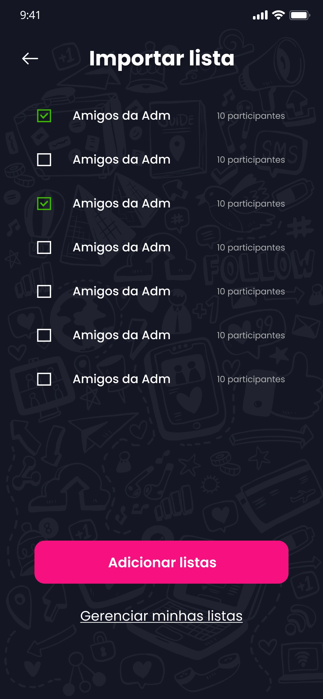 Selecionar listas